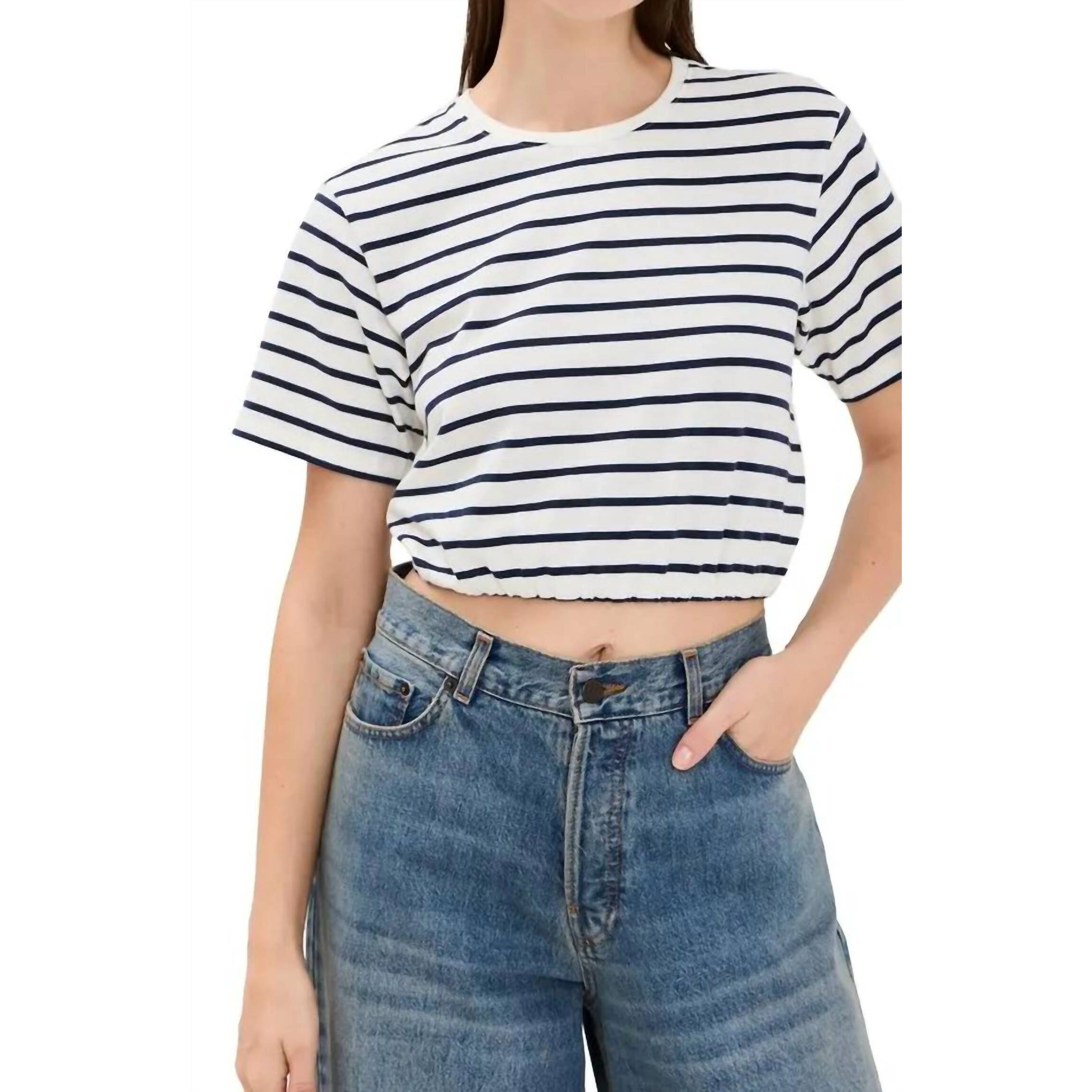 New Simkhai Jojo Cropped T Shirt In Midnight Stripe